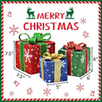 Load image into Gallery viewer, TISEJOY Christmas Lighted Gift Boxes, Pre-lit LED Light Up Snowflakes Christmas Ornament,Christmas Tree Partner Boxes-Red/Green/Blue Yard Indoor Outdoor Decoration Set of 3