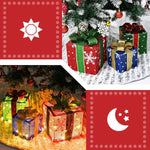 Load image into Gallery viewer, TISEJOY Christmas Lighted Gift Boxes, Pre-lit LED Light Up Snowflakes Christmas Ornament,Christmas Tree Partner Boxes-Red/Green/Blue Yard Indoor Outdoor Decoration Set of 3