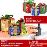 Load image into Gallery viewer, TISEJOY Christmas Lighted Gift Boxes, Pre-lit LED Light Up Snowflakes Christmas Ornament,Christmas Tree Partner Boxes-Red/Green/Blue Yard Indoor Outdoor Decoration Set of 3