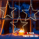 Load image into Gallery viewer, Gigalumi Christmas Window Star Lights Warm White(Set of 3)
