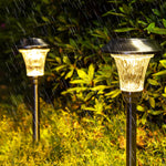 Load image into Gallery viewer, Gigalumi Waterproof Solar Pathway Lights, Silver Stainless Steel and Glass – Warm White (Set of 8)