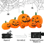 Load image into Gallery viewer, Gigalumi Long Halloween Inflatable Pumpkin with 4 Built-in LED Lights and Smiling Face