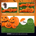 Load image into Gallery viewer, Gigalumi Long Halloween Inflatable Pumpkin with 4 Built-in LED Lights and Smiling Face