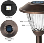 Load image into Gallery viewer, Solpex Solar Glass Metal Pathway Outdoor Lights– Warm White (Set of 6)