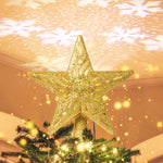 Load image into Gallery viewer, Solpex Christmas Tree Topper Lighted with Star Rotating Snowflake Projector