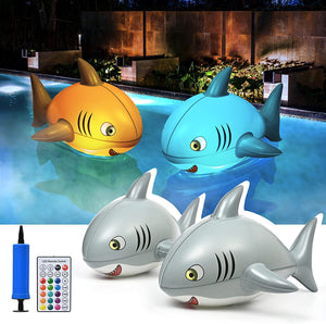 SOLPEX Solar Floating Pool Lights Shark Shape (Set of 2)