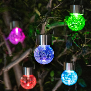 GIGALUMI Solar Hanging Lights for Christmas Decoration-Cracked Glass Solar Lights Outdoor Waterproof for Garden, Yard, Fence, Tree