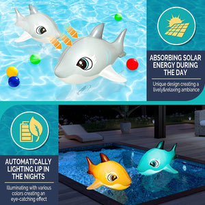 SOLPEX Solar Floating Pool Lights Shark Shape (Set of 2)