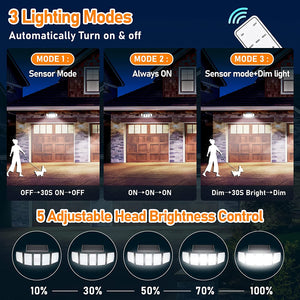 Solar Motion Sensor Security Lights with Remote Control