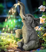 Load image into Gallery viewer, GIGALUMI Elephant Statue Garden Decor Watering Elephant Figurine Solar Powered LED Lights
