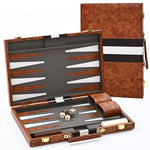 Load image into Gallery viewer, Ropoda Backgammon Board Game Set (15 Inches) for Adults and Kids - Classic Board Strategy Game - Portable and Travel Backgammon Set with Premium Leather Case - Best Strategy &amp; Tip Guide
