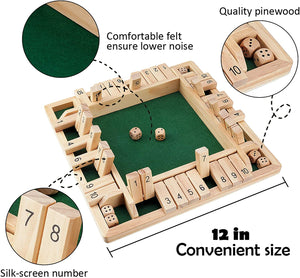 Ropoda Shut The Box Dice Game Wooden (2-4 Players),12 Inches