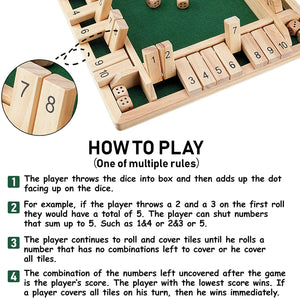 Ropoda Shut The Box Dice Game Wooden (2-4 Players),12 Inches