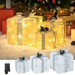 Load image into Gallery viewer, Large TISEJOY Christmas Lighted Gift Boxes 10&quot;，Set of 3 Pre-lit 60 LED Warm White
