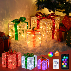 TISEJOY Christmas Lighted Gift Boxes (10") with Remote Control