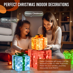 TISEJOY Christmas Lighted Gift Boxes (10") with Remote Control