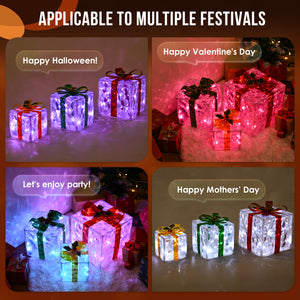 TISEJOY Christmas Lighted Gift Boxes (10") with Remote Control