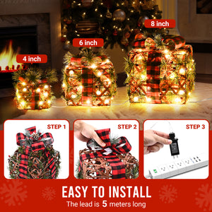 TISEJOY Christmas Lighted Gift Boxes