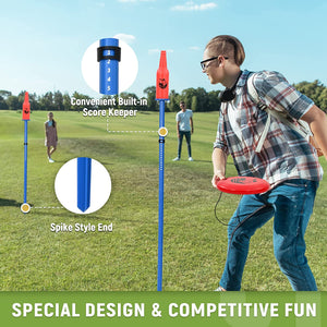 Ropoda Outdoor Games-Flying Disc Game Set, Fun Bottle Drop Yard Games with Friend and Family, Portable Disc Toss Game for Lawn and Beach (Polish Horseshoes)