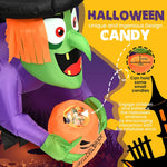 Load image into Gallery viewer, 4.4 Ft Halloween Inflatable with Witch Holding Pumpkin Design
