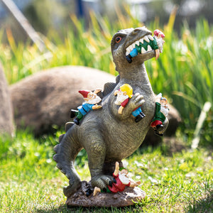 Sowsun Dinosaur Eating Gnomes Garden Art