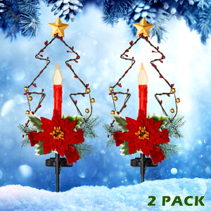 Solpex Solar Christmas Decorations Waterproof Solar Powered Xmas Candle Pathway Lights (Set of 2)