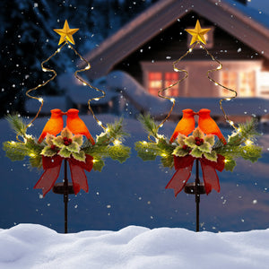 Sowsun Solar Christmas Decorations Waterproof Red Birds Xmas Tree Pathway Lights (Set of 2)