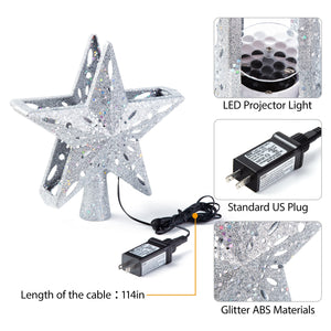 Solpex Christmas Tree Topper Lighted with Star Rotating Snowflake Projector