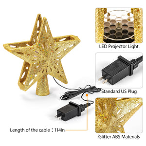 Solpex Christmas Tree Topper Lighted with Star Rotating Snowflake Projector