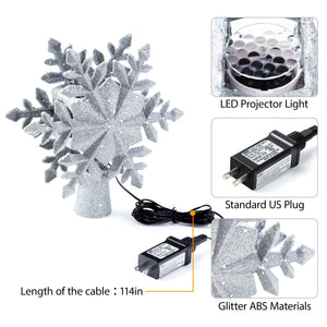 Solpex Christmas Tree Topper Lighted with Star Rotating Snowflake Projector