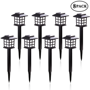 House-looking Solar Pathway Lights – Warm White (Set of 8 or 12)