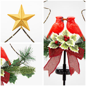 Sowsun Solar Christmas Decorations Waterproof Red Birds Xmas Tree Pathway Lights (Set of 2)