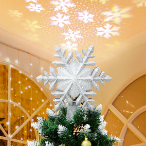 Solpex Christmas Tree Topper Lighted with Star Rotating Snowflake Projector