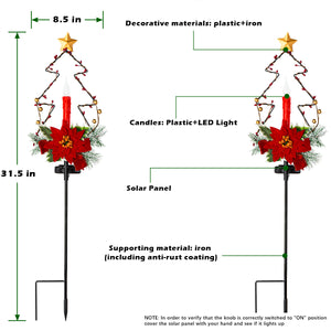 Solpex Solar Christmas Decorations Waterproof Solar Powered Xmas Candle Pathway Lights (Set of 2)