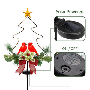 Sowsun Solar Christmas Decorations Waterproof Red Birds Xmas Tree Pathway Lights (Set of 2)