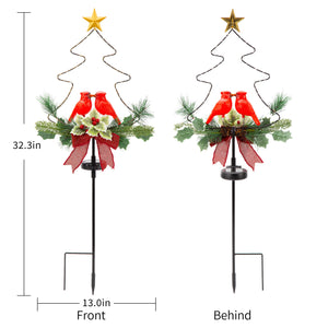 Sowsun Solar Christmas Decorations Waterproof Red Birds Xmas Tree Pathway Lights (Set of 2)