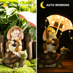 Load image into Gallery viewer, Gigalumi Solar Easter Bunny and Turtle Outdoor Garden Statue
