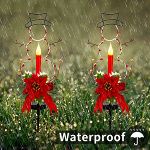 Solpex Solar Christmas Decorations Waterproof Solar Powered Xmas Candle Pathway Lights (Set of 2)