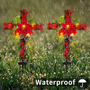 Sowsun Solar Christmas Decorations Waterproof Red Birds Xmas Tree Pathway Lights (Set of 2)