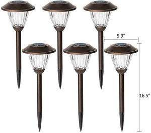 Solpex Solar Glass Metal Pathway Outdoor Lights– Warm White (Set of 6)