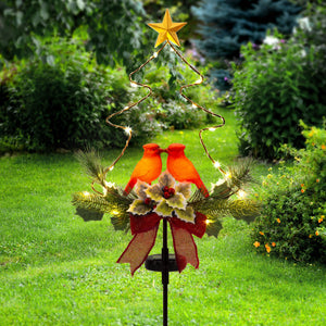 Sowsun Solar Christmas Decorations Waterproof Red Birds Xmas Tree Pathway Lights (Set of 2)