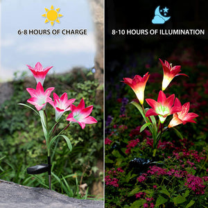 GIGAUMI Solar Lily Flower Lights Outdoor with Multi-Color Changing LED