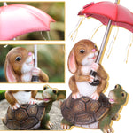 Load image into Gallery viewer, Gigalumi Solar Easter Bunny and Turtle Outdoor Garden Statue
