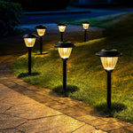 Load image into Gallery viewer, Solpex Solar Glass Metal Pathway Outdoor Lights– Warm White (Set of 6)
