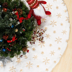 48 Inches Christmas Tree Skirt (White/Gold)