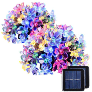 GIGALUMI 23 Feet 50 LEDs Solar Flower and Fairy Lights– Multi-Color (Set of 2)