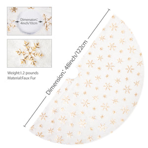 48 Inches Christmas Tree Skirt (White/Gold)