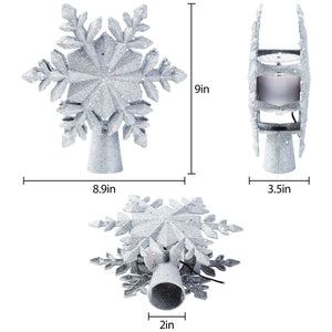 Solpex Christmas Tree Topper Lighted with Star Rotating Snowflake Projector